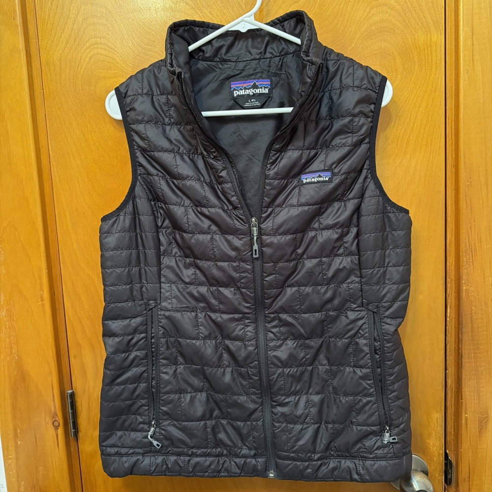 Patagonia Nano Puff Vest Womens Large Black Full Zip Puffer Insulated Warm L